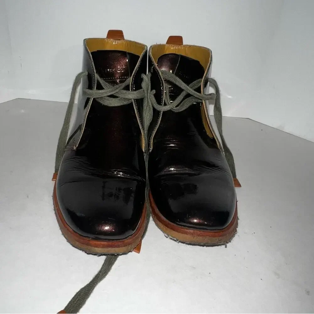 BERNARDO academia patent leather lace up booties 6